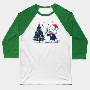 Poodle Dog Singing Christmas Baseball T-Shirt